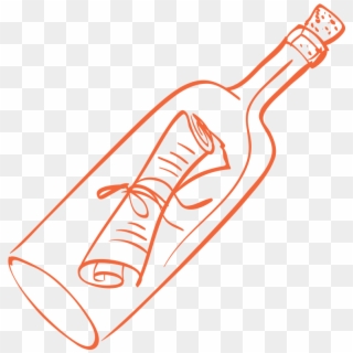 Bottle Note Drawing , Png Download - Bottle With Note Drawing Clipart