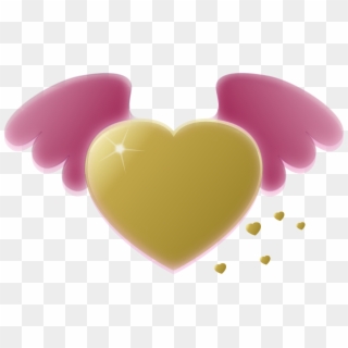 Hearts Shaped Golden - Clipart Graphic Angel Wings - Png Download