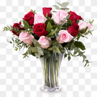 12 Red And Pink Roses - Blommor Alla Hjärtans Dag Clipart