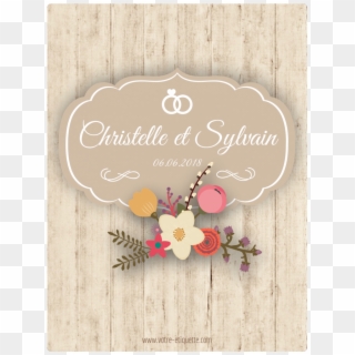 Personalized Sticker Label Wood And Flowers - Christmas Card Clipart