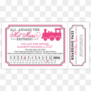 Fun Train Ticket Invitation Perfect For Bachelorette - Hot Mess Express Ticket Clipart