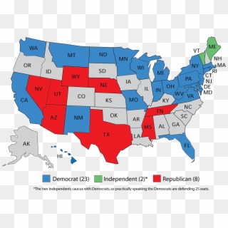 Senate Seats Up In 2018 Midterm Election - Romney Obama State Map Clipart