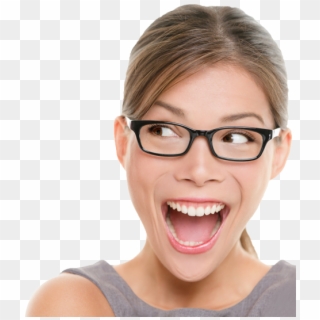 We Will Make You Happy - Woman Smiling With Glasses Clipart