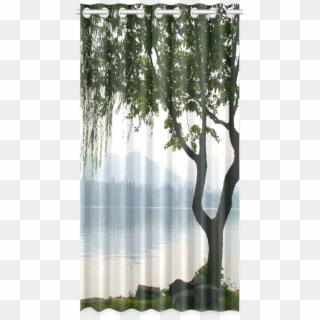Weeping Willow Mountian View New Window Curtain 50" - Window Covering Clipart
