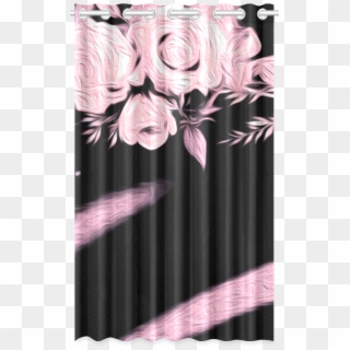 Pink Roses Window Curtain - Window Valance Clipart