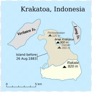 Krakatoa, Indonesia - Krakatoa Map Before And After Clipart