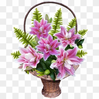 Basket Lily Flowers Arrangement - Flowers Arrangement Clipart