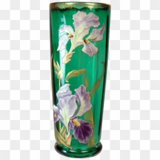 Emerald Green Enameled Moser Glass Vase - Green Vase Png Transparent Clipart