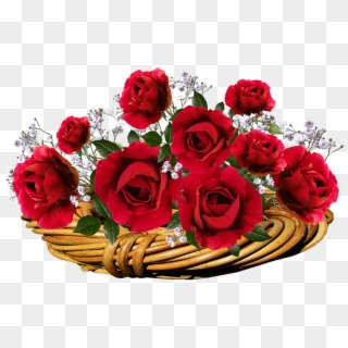 Roses Red Flowers Romantic Valentine Basket - ดอกไม้ ตะกร้า สี แดง Clipart