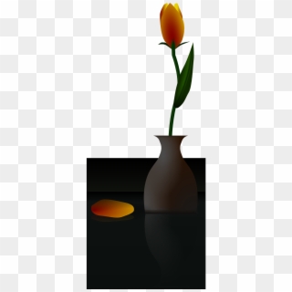 Flower Vase Tulip Yellow - Flower In A Vase Black Background Clipart