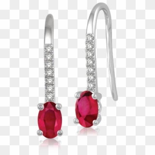 Oval Shape Ruby & Diamond Earrings - Earrings Clipart