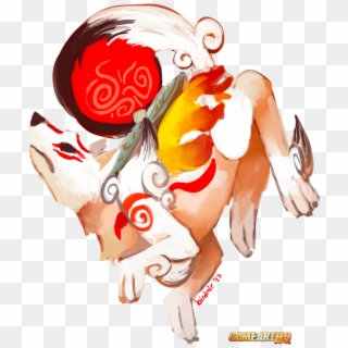 Amaterasu From Okami Drawn For The Game Art Hq Video - Illustration Clipart