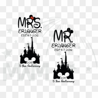 Mr Mrs Last Name Est Wedding Date Cinderella Castle - Boyfriend & Girlfriend Sweaters Clipart