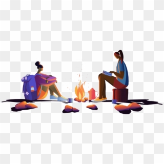 Two Girls Around A Campfire - Epicurrence Clipart