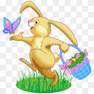 Easter Rabbit Png Clipart - Easter Bunny With Basket Transparent Png