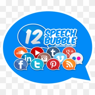Speech Bubble Styled Social Media Icons - Social Media In Speech Bubble Clipart