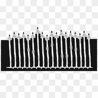 Illustration Of A Line-up Of Pencils With Hands Holding - Picket Fence Clipart