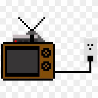 Old Tv W/ Nes Pluggued In Tha Wall - Android Logo Pixel Clipart