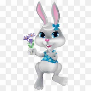 Download Easter Bunny With Crocusespicture Png Images - Happy Easter Crafts Clipart Transparent Png