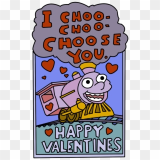 Simpson Valentine Day Characters Coloring Pages With - Simpsons Choo Choo Choose You Card Clipart