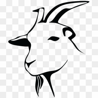 Free Clipart Of A Black And White Goat Head - Goat Head Clipart Black And White - Png Download