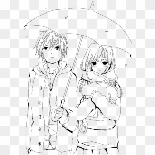 Anime Lineart Png - Anime Boy And Girl Drawing Clipart