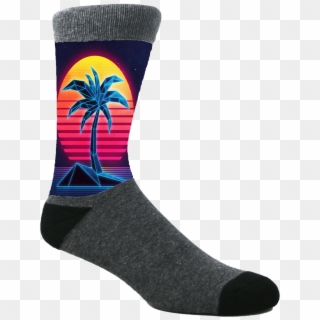 80's Neon Palmtrees - Sock Clipart