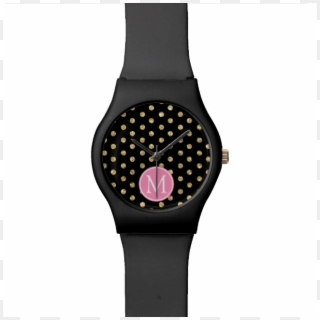 Elegant Black And Gold Polka Dots Wristwatches - Polka Dot Clipart