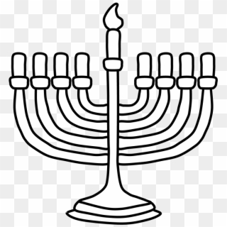 Menorah, Hanukkah, Black And White, Shamash Candle - Menorah Clipart
