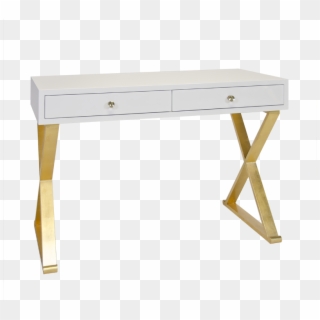 White And Gold Console Table Or Desk - Small White And Gold Desk Clipart