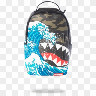 Sprayground Backpack X Sharks Mouth Camokawa Wave - Sprayground Leather Shark Backpack Clipart