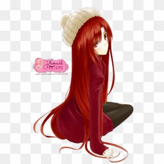 Girls Transparent Red Hair - Anime Girl Red Hair Red Eyes Clipart