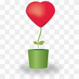 Heart Flower Potted Plants Love Mother's Day - Flor Coração Png Clipart
