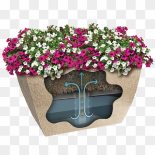 Square Commercial Planter W-flowers - Flowerpot Clipart