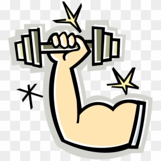 Vector Illustration Of Weightlifter Muscular Arm With - Cartoon Arm Lifting Weight Clipart