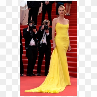 Charlize Theron Yellow Strapless Special Occasion Dresses - Charlize Theron Red Carpet Clipart