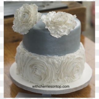 Rosette And Silver Wedding Cake On Cake Central - Cake Decorating Clipart