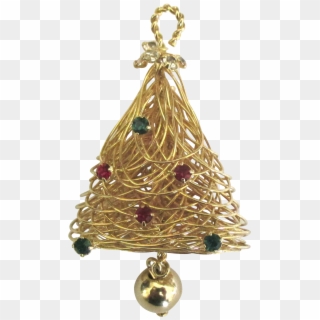 1970's Gold Tone Wire Rhinestone Christmas Tree Pin - Christmas Tree Clipart