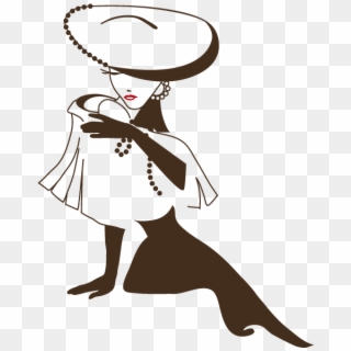 Mujer Vintage Png - Silhouette Woman With Hat Png Clipart
