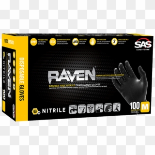 Sas Raven Black Pf Nitrile Gloves Medium - Sas Safety Corp. Clipart