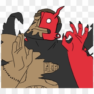 Demon Red Fictional Character Cartoon Mammal Vertebrate - Just Right Meme Clipart