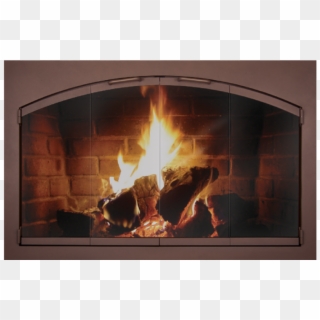 Rectangular Heritage Frame With Arched Doors For Masonry - Fireplace With Lit Fire Clipart