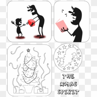 Xmas Spirit Black White Christmas 111px - Cartoon Clipart