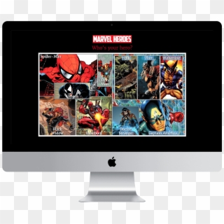 Marvel Heroes Website Is Shown On Macbook - Computer Monitor Clipart