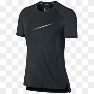 Nikewomen's Miler Top Short Sleeve Black/gunsmoke - Black Tshirt Clipart