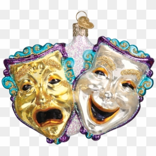 Comedy Tragedy Mask Glass Ornament - Locket Clipart