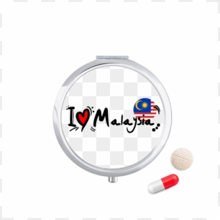 I Love Malaysia Word Flag Love Heart Illustration Travel - Pocket Pill Case Clipart
