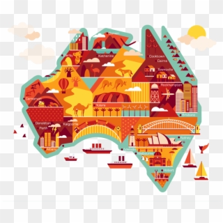 Australian Animated Map Ausvisto - Australia Cartoon Map Clipart