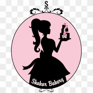 Silhouette - Girl With Cake Logo Clipart
