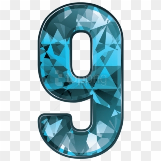 Free Png Download Blue Crystal Number Nine Clipart - Number Nine In Blue Transparent Png